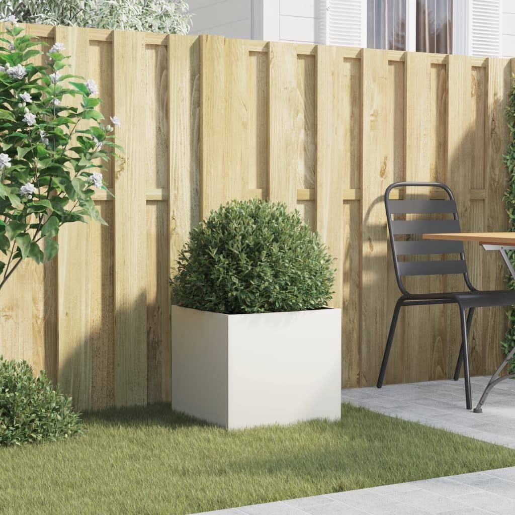 vidaXL Pflanzkübel Weiß 42x40x39 cm Stahl