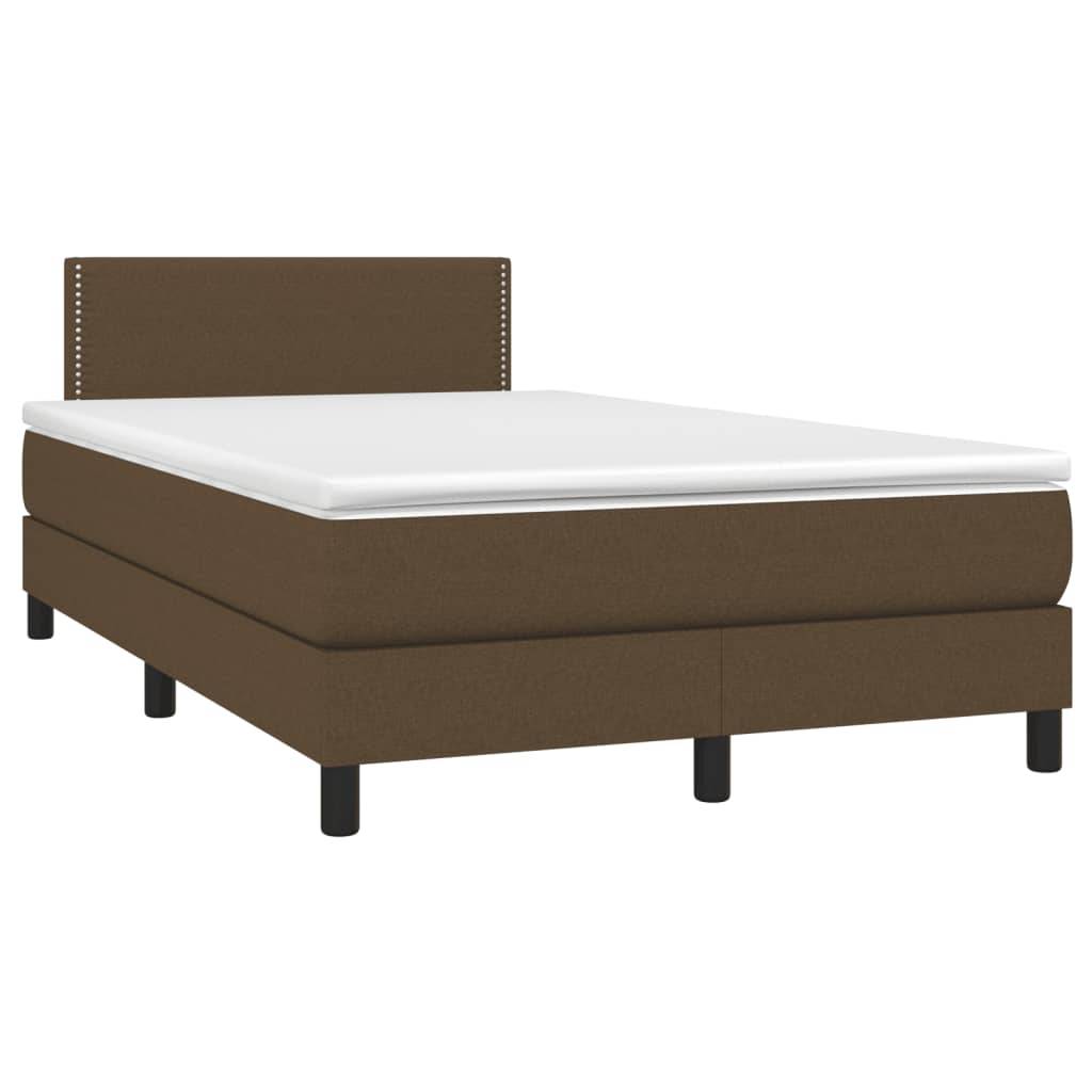 vidaXL Boxspringbett mit Matratze & LED Dunkelbraun 120x190 cm Stoff