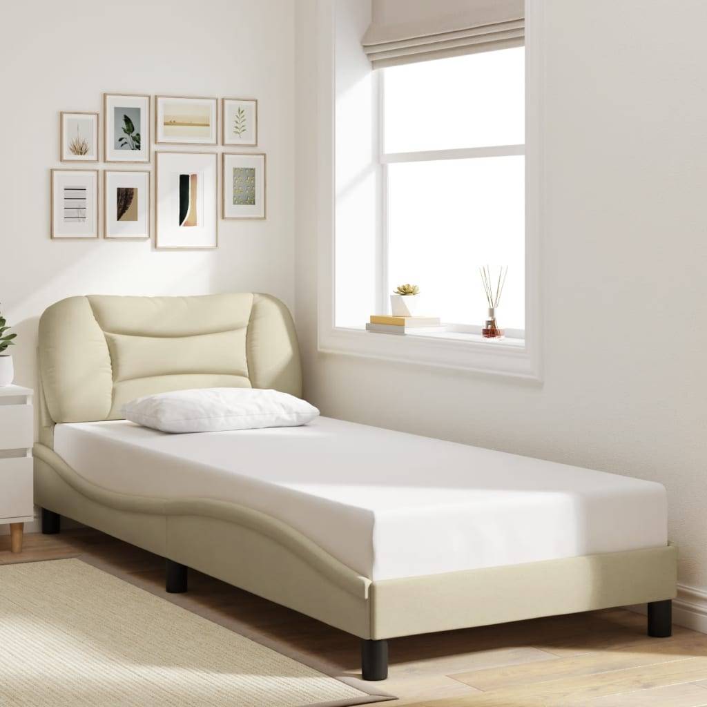 vidaXL Bettgestell ohne Matratze "Hvar" Creme 90x190 cm Stoff