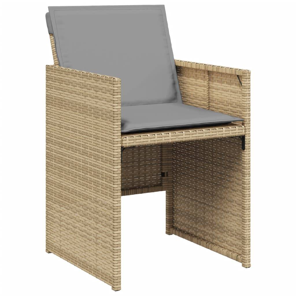 vidaXL Gartenstühle mit Kissen 4 Stk. Beigemischung Poly Rattan
