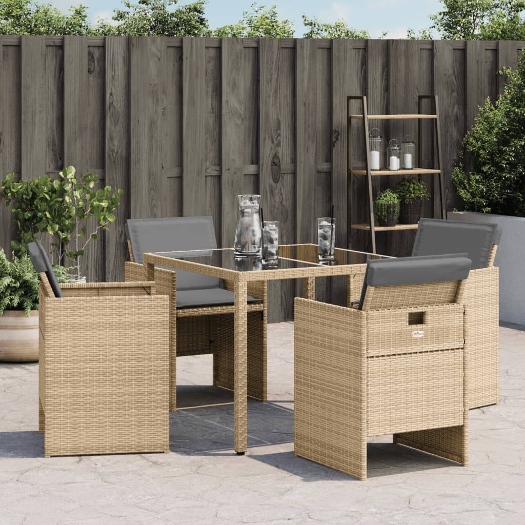 vidaXL Gartenstühle mit Kissen 4 Stk. Beigemischung Poly Rattan