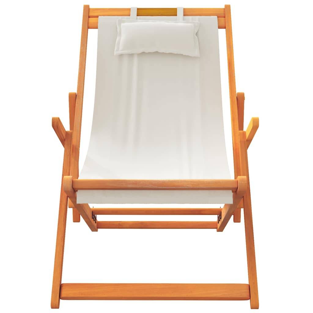 vidaXL Klappbare Strandstühle 2 Stk. Creme Stoff