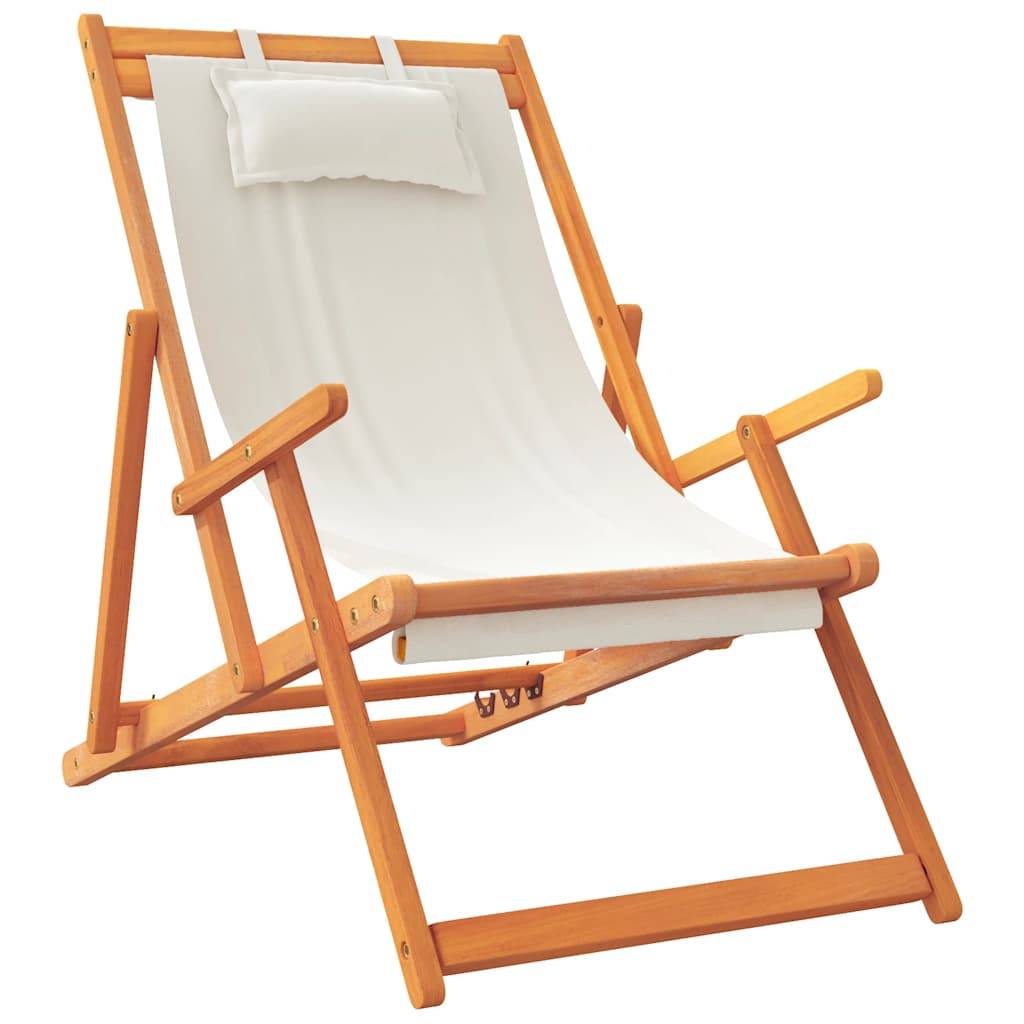 vidaXL Klappbare Strandstühle 2 Stk. Creme Stoff