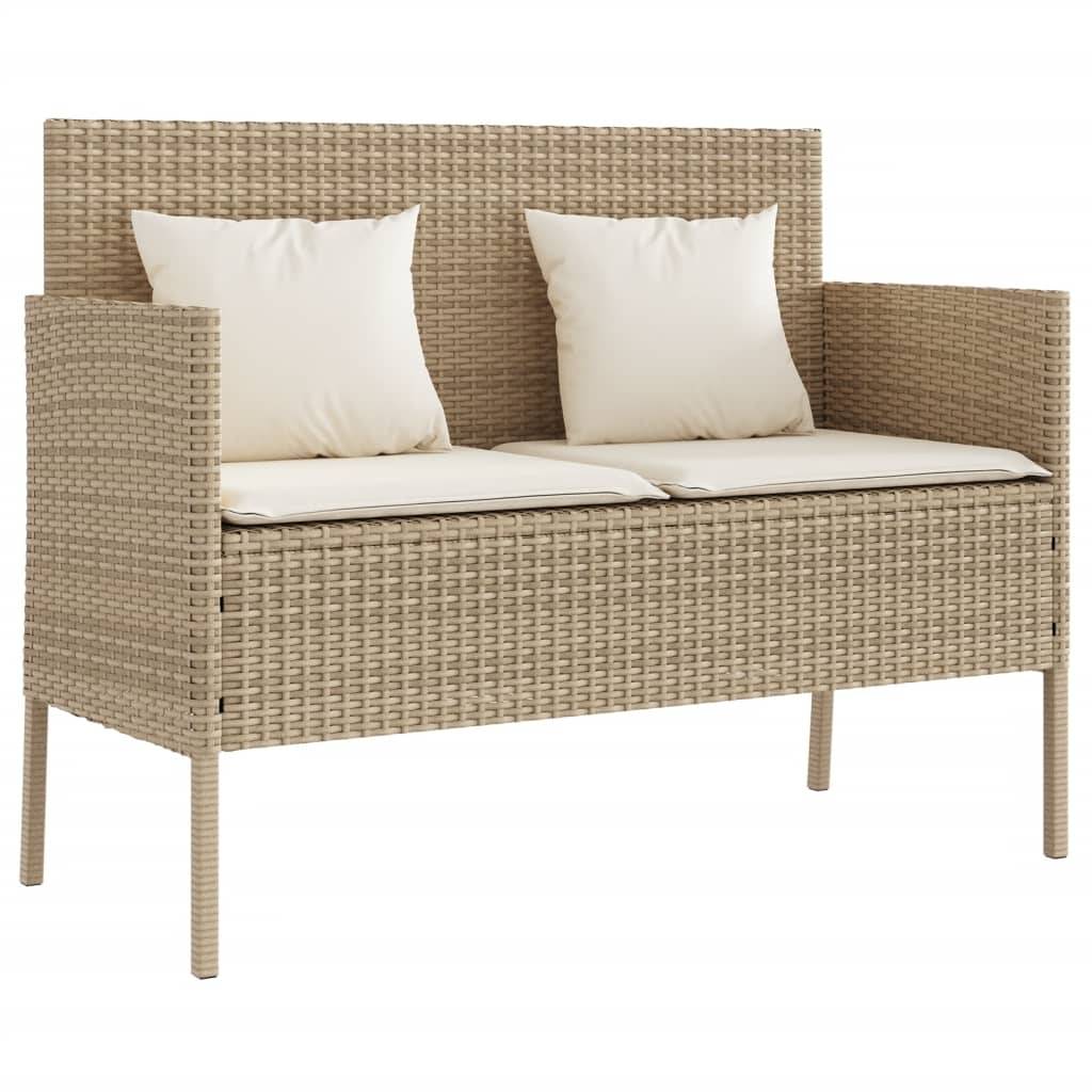 vidaXL Gartenbank mit Kissen Beige Poly Rattan