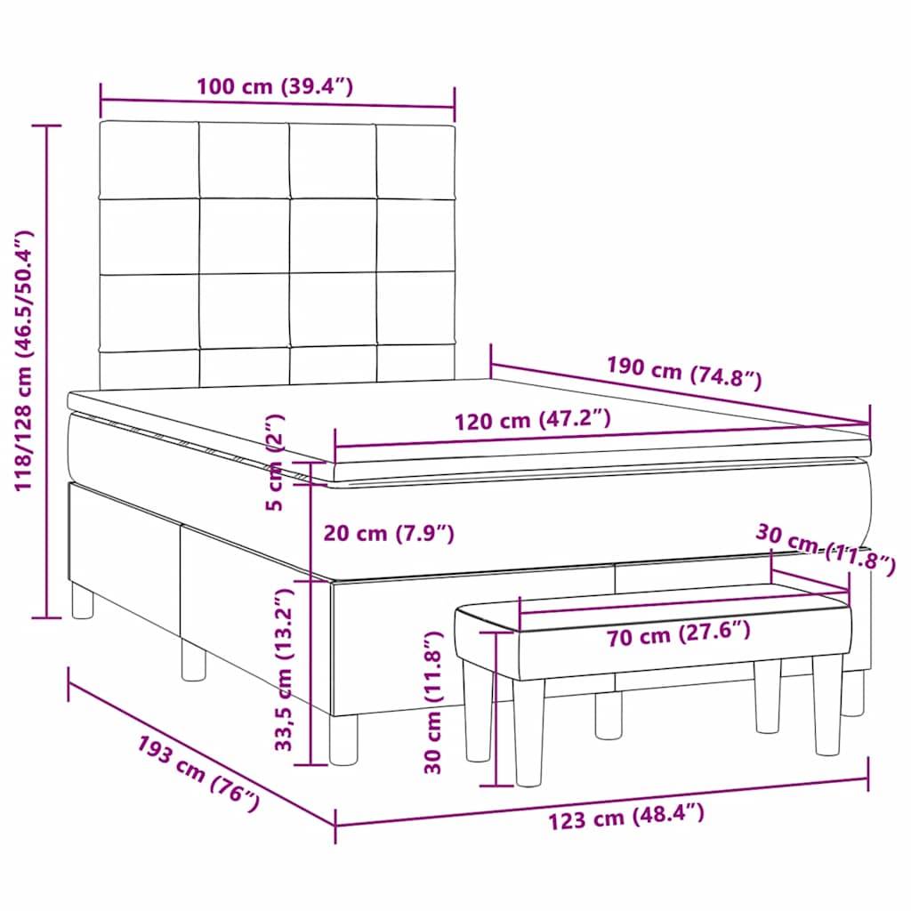 vidaXL Boxspringbett mit Matratze Dunkelgrau 120x190 cm Samt