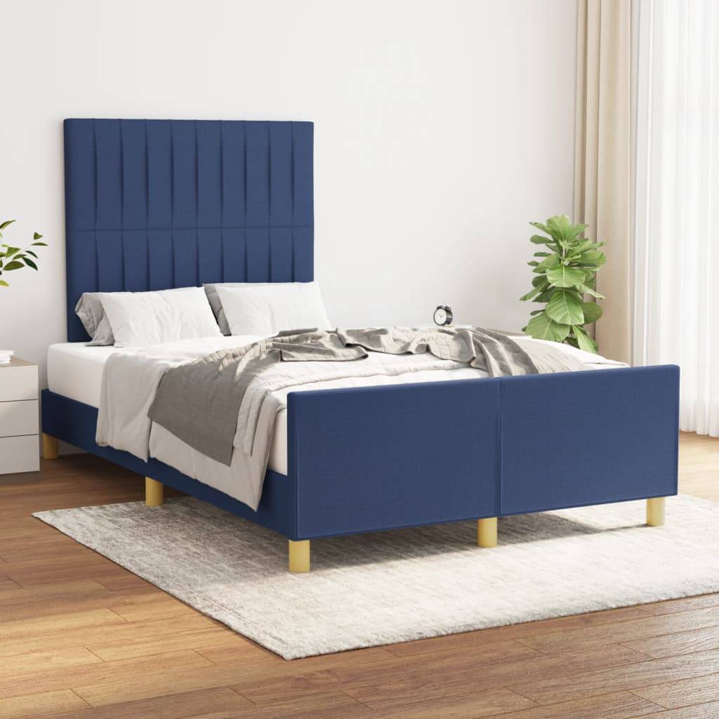 vidaXL Bettgestell ohne Matratze Blau 120x190 cm Stoff