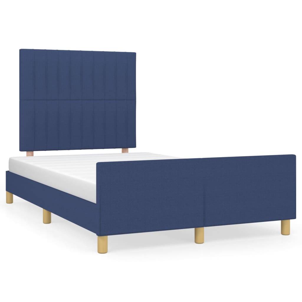 vidaXL Bettgestell ohne Matratze Blau 120x190 cm Stoff