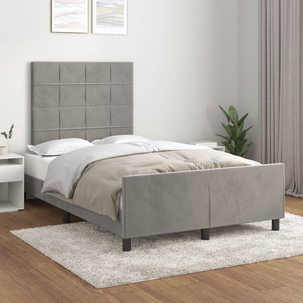 vidaXL Bettgestell ohne Matratze Hellgrau 120x190 cm Samt