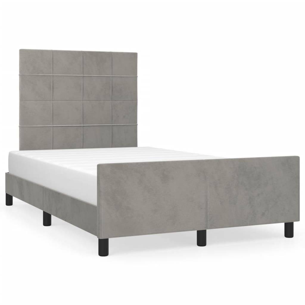 vidaXL Bettgestell ohne Matratze Hellgrau 120x190 cm Samt