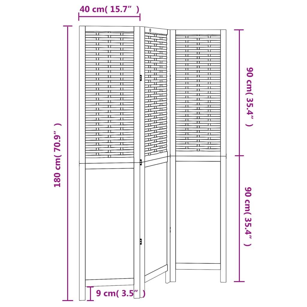 vidaXL 3-tlg. Raumteiler Weiß Massivholz Paulownia