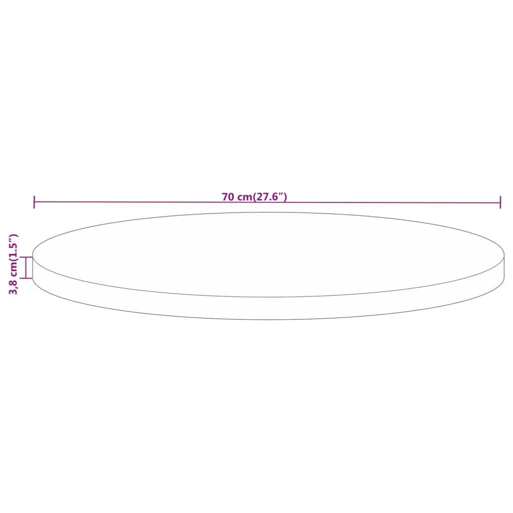vidaXL Tischplatte Ø 70x3,8 cm Rund Massivholz Mango