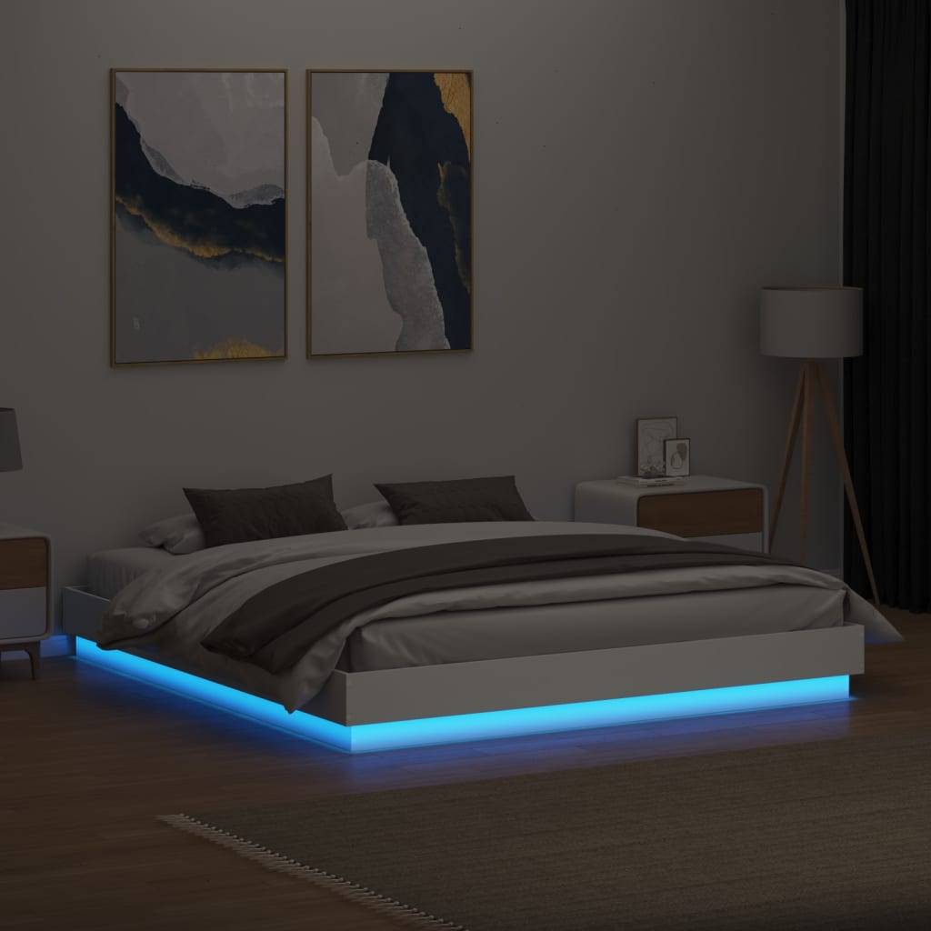 vidaXL Bettgestell mit LED Weiß 200x200 cm