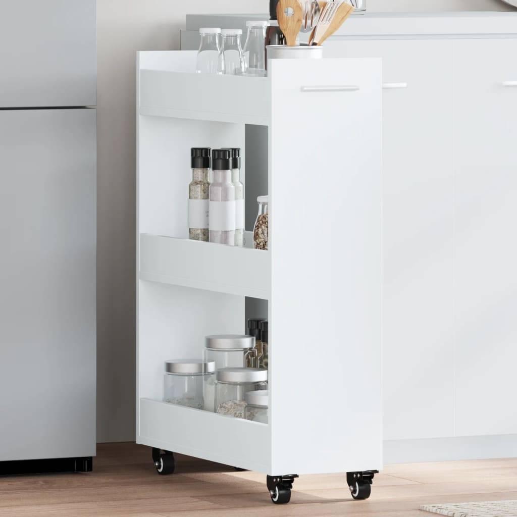 vidaXL Schrank mit Rollen Weiß 60x22x79 cm Holzwerkstoff