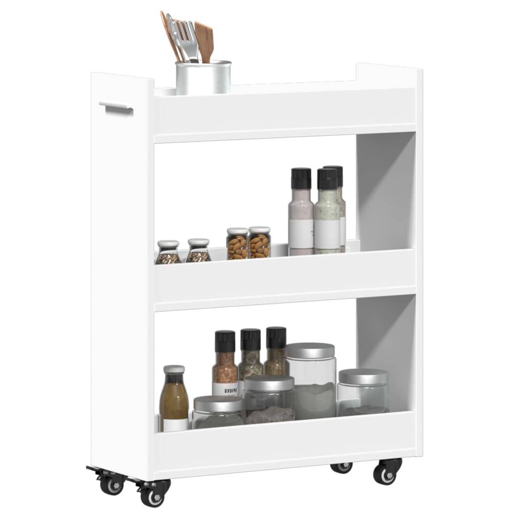 vidaXL Schrank mit Rollen Weiß 60x22x79 cm Holzwerkstoff