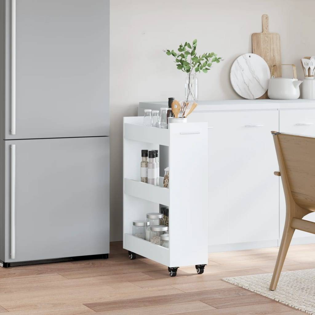vidaXL Schrank mit Rollen Weiß 60x22x79 cm Holzwerkstoff