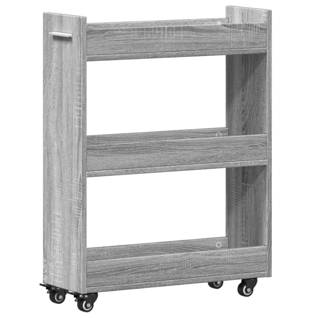 vidaXL Schrank mit Rollen Grau Sonoma 60x22x79 cm Holzwerkstoff