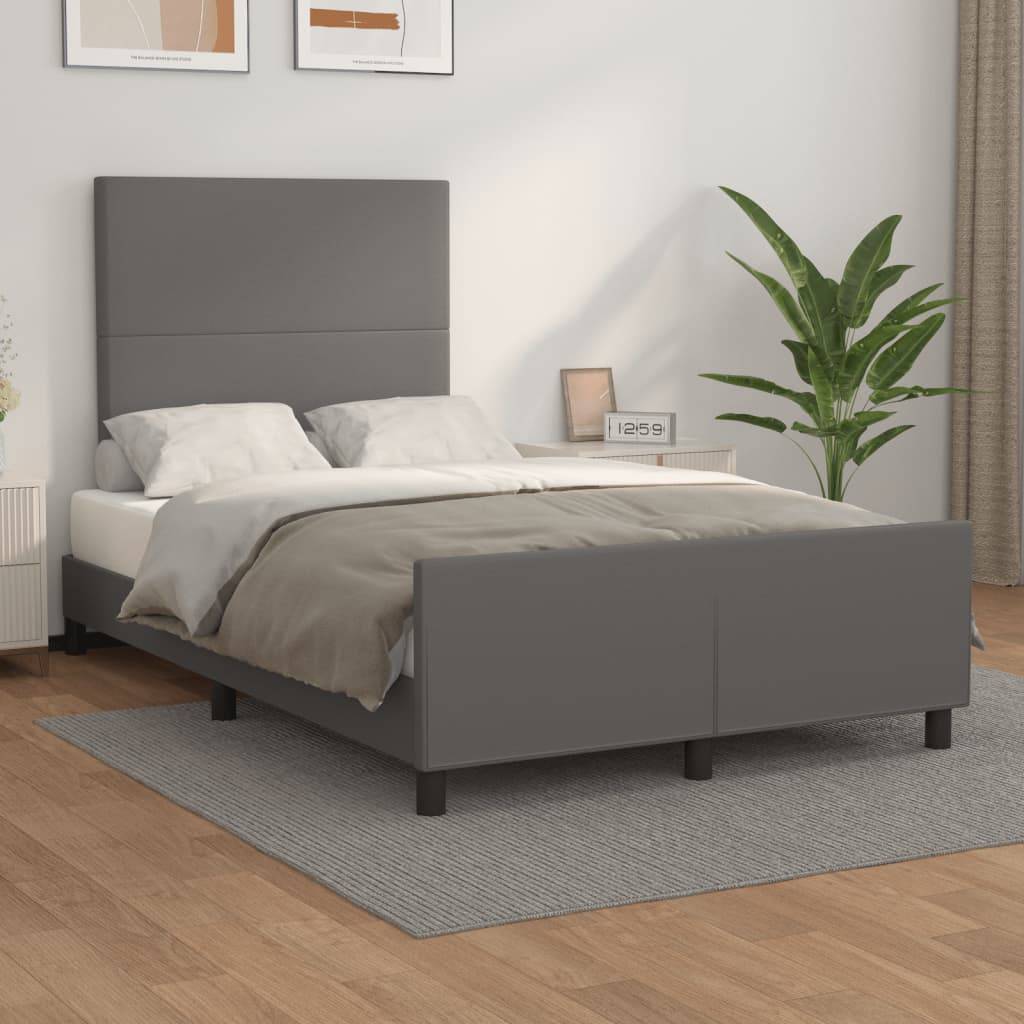 vidaXL Bettgestell ohne Matratze Grau 120x190 cm Kunstleder
