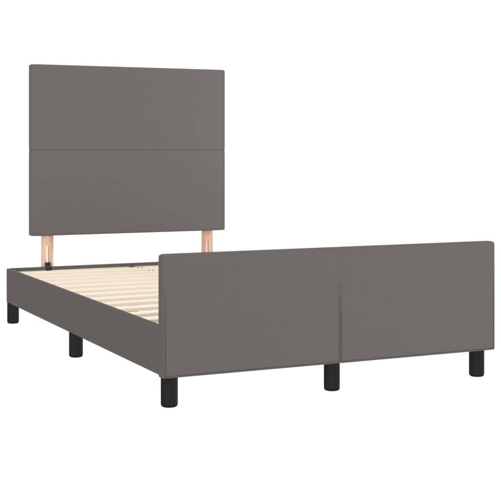 vidaXL Bettgestell ohne Matratze Grau 120x190 cm Kunstleder