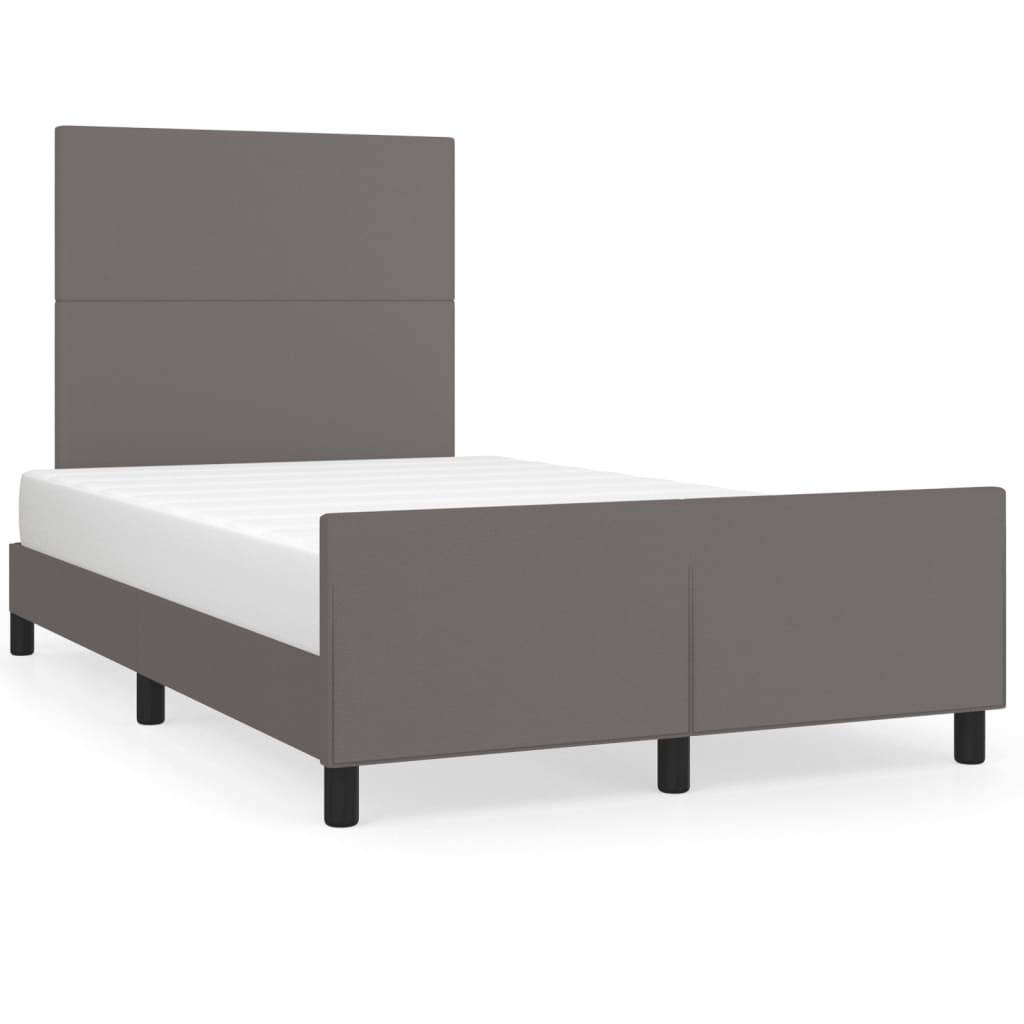 vidaXL Bettgestell ohne Matratze Grau 120x190 cm Kunstleder