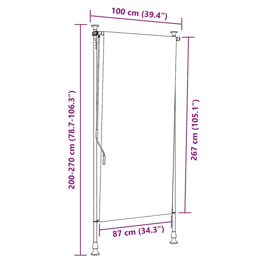 vidaXL Außenrollo Orange und Weiß 100x270 cm Stoff und Stahl
