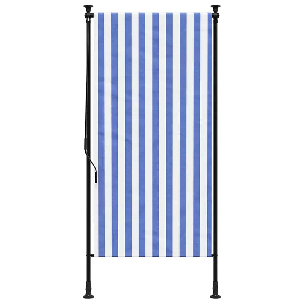vidaXL Außenrollo Blau und Weiß 100x270 cm Stoff und Stahl