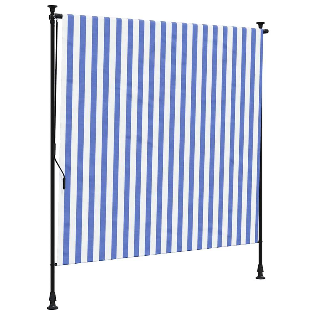 vidaXL Außenrollo Blau und Weiß 150x270 cm Stoff und Stahl