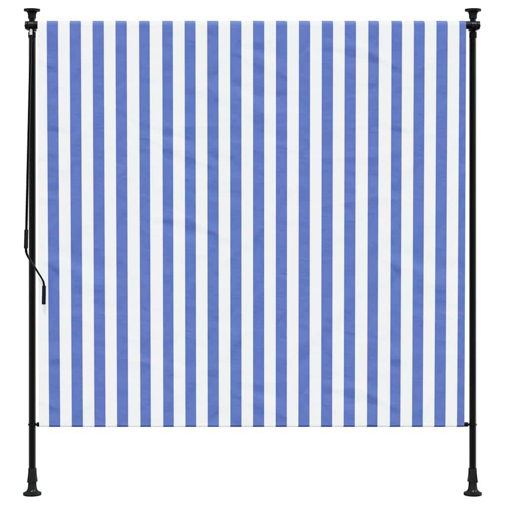 vidaXL Außenrollo Blau und Weiß 150x270 cm Stoff und Stahl