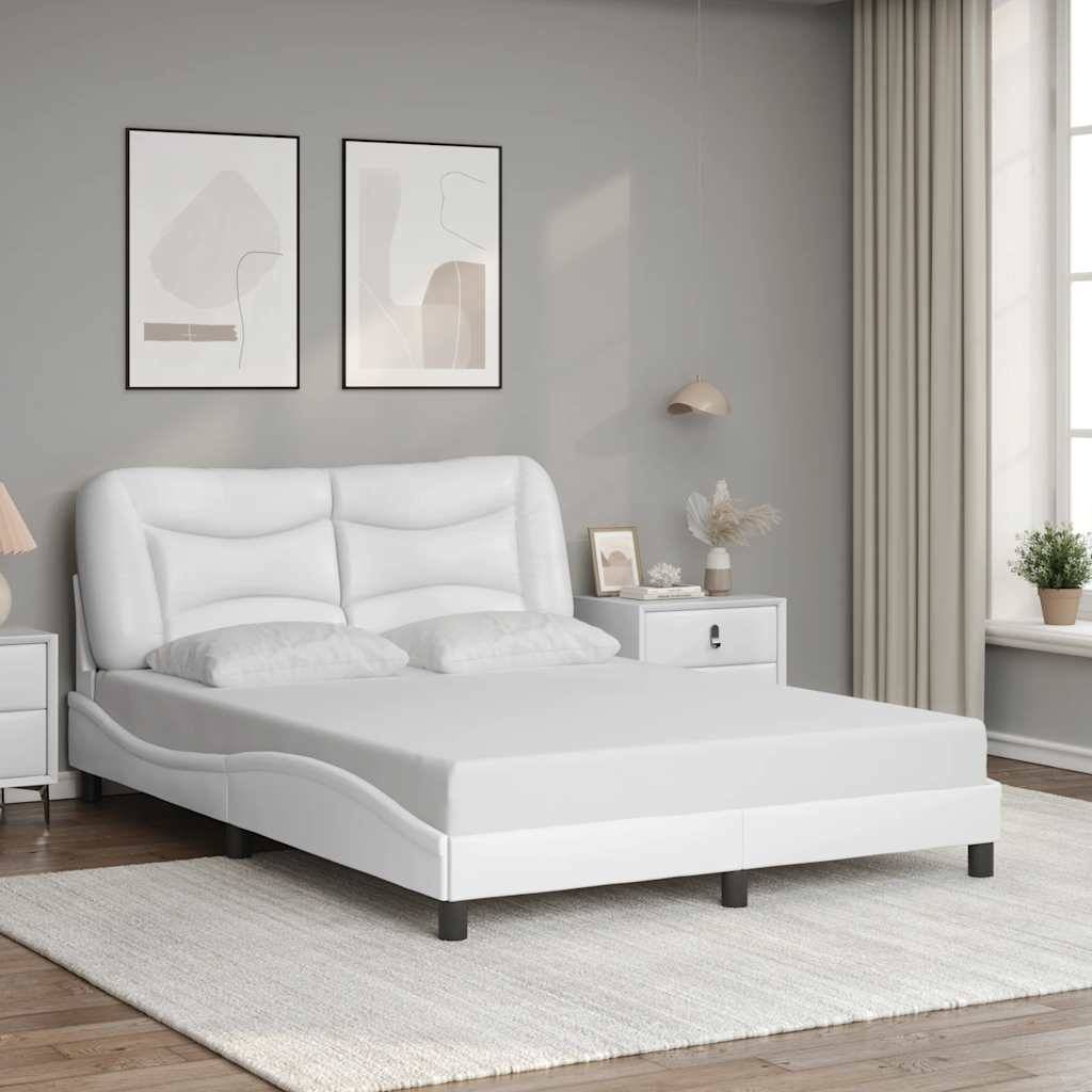 vidaXL Bettgestell ohne Matratze "Hvar" Weiß 140x190 cm Kunstleder