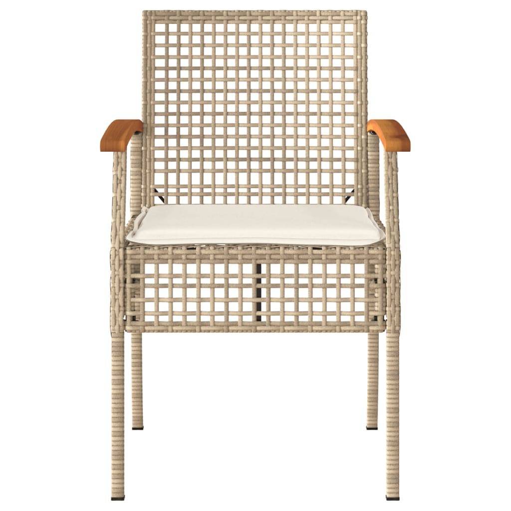 vidaXL Gartenstühle mit Kissen 4 Stk. Beige Poly Rattan Akazienholz