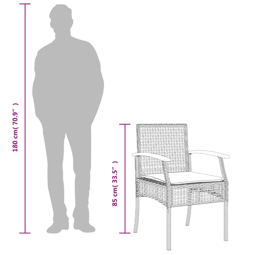 vidaXL Gartenstühle mit Kissen 2 Stk. Beige Poly Rattan Akazienholz