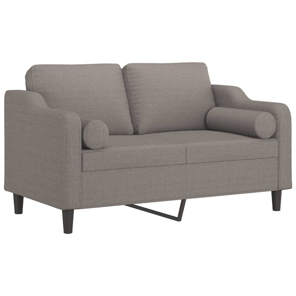vidaXL 2-Sitzer-Sofa mit Zierkissen Taupe 120 cm Stoff