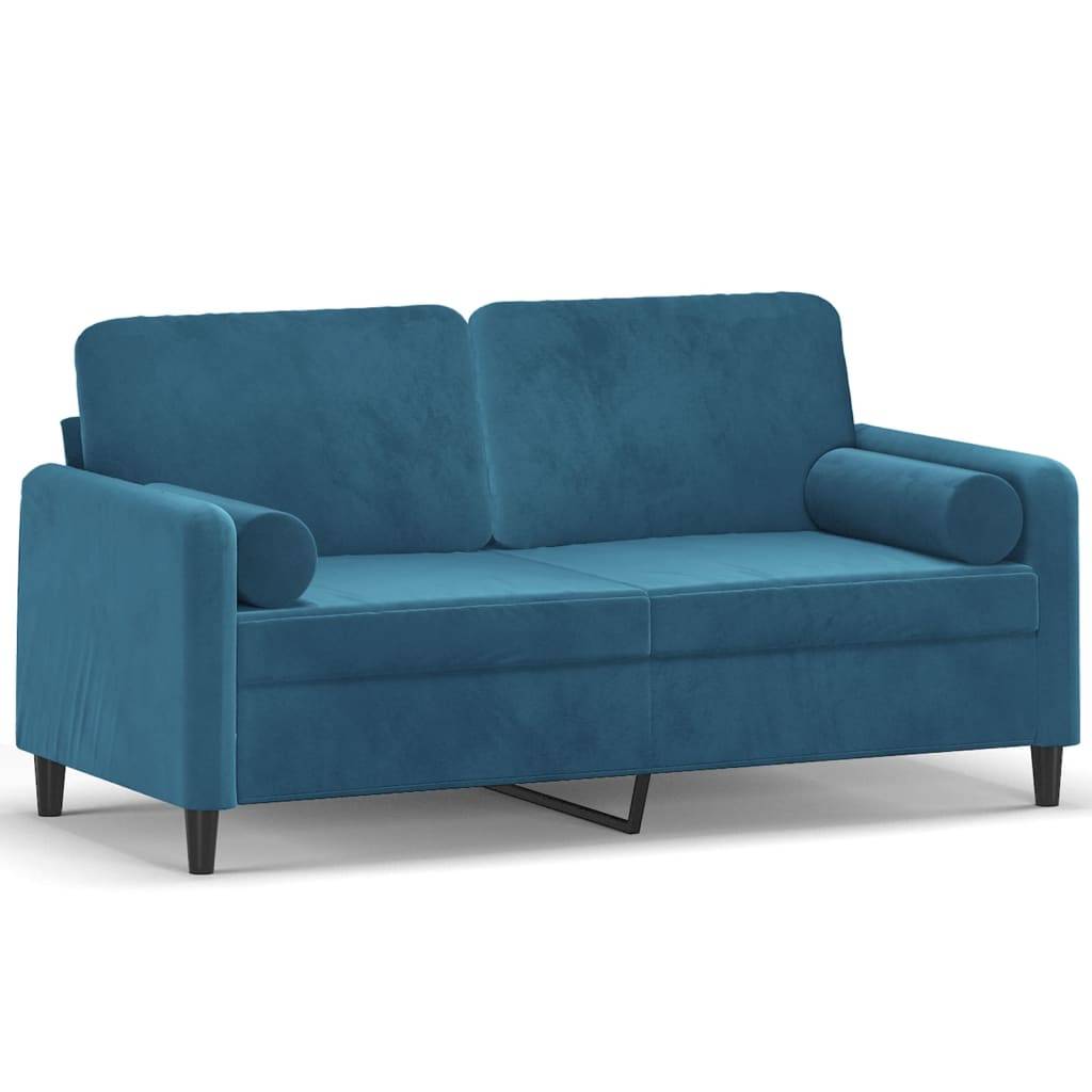 vidaXL 2-Sitzer-Sofa mit Zierkissen Blau 140 cm Samt