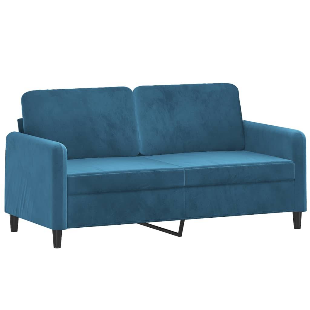 vidaXL 2-Sitzer-Sofa mit Zierkissen Blau 140 cm Samt