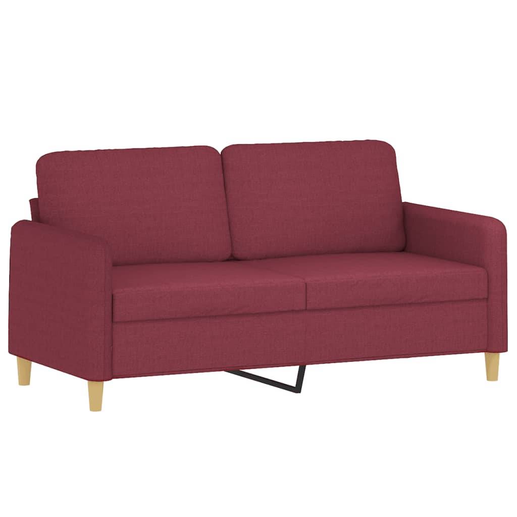 vidaXL 2-tlg. Sofagarnitur mit Kissen Weinrot Stoff