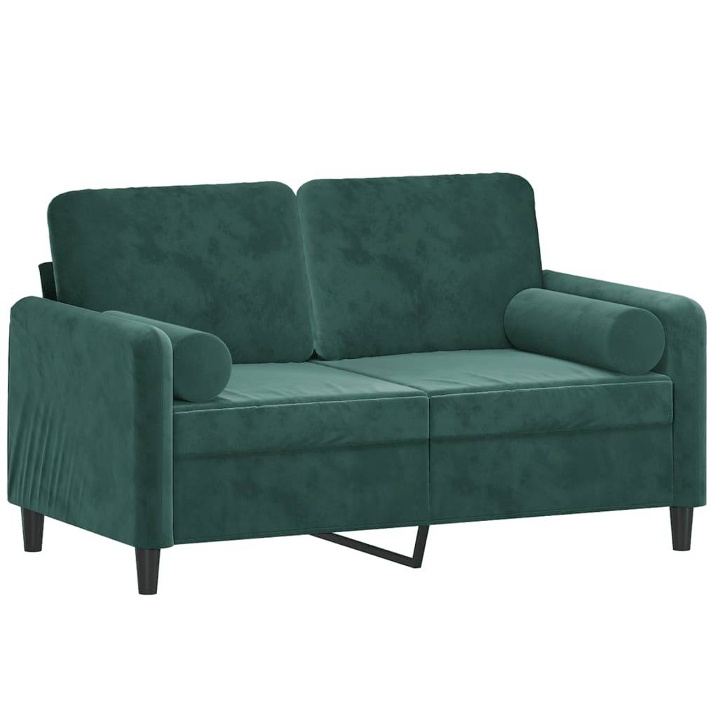 vidaXL 2-Sitzer-Sofa mit Zierkissen Dunkelgrün 120 cm Samt