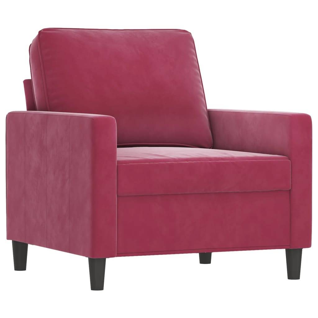 vidaXL Sessel mit Hocker Weinrot 60 cm Samt