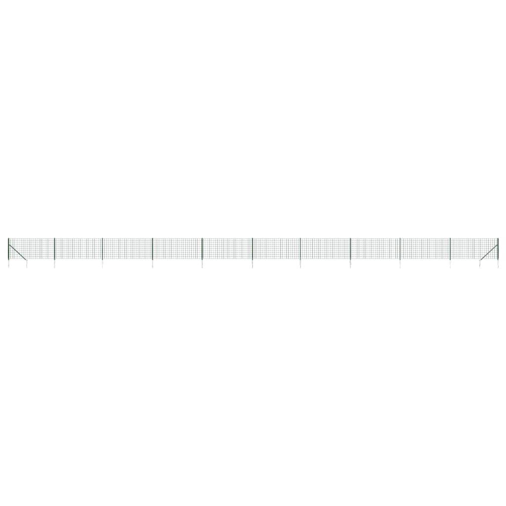 vidaXL Maschendrahtzaun mit Bodenhülsen Grün 1,1x25 m
