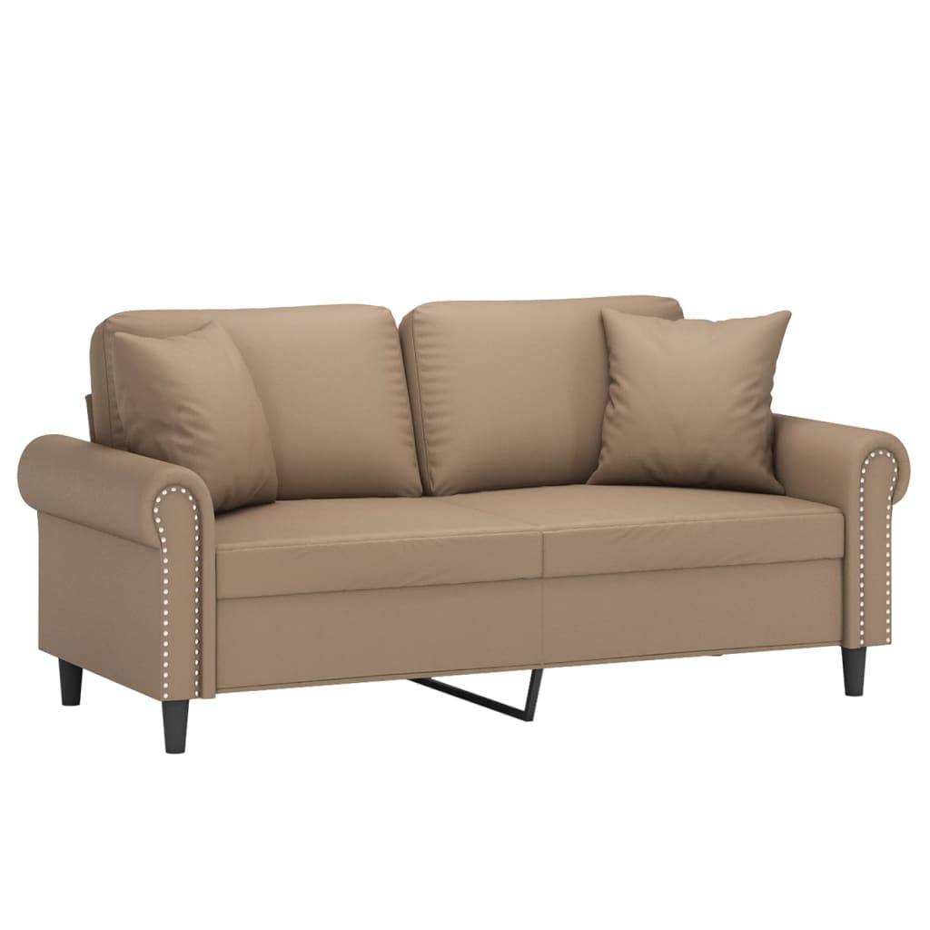 vidaXL 2-Sitzer-Sofa mit Zierkissen Cappuccino-Braun 140 cm Kunstleder