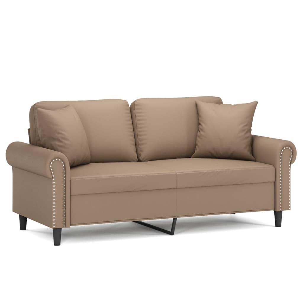 vidaXL 2-Sitzer-Sofa mit Zierkissen Cappuccino-Braun 140 cm Kunstleder