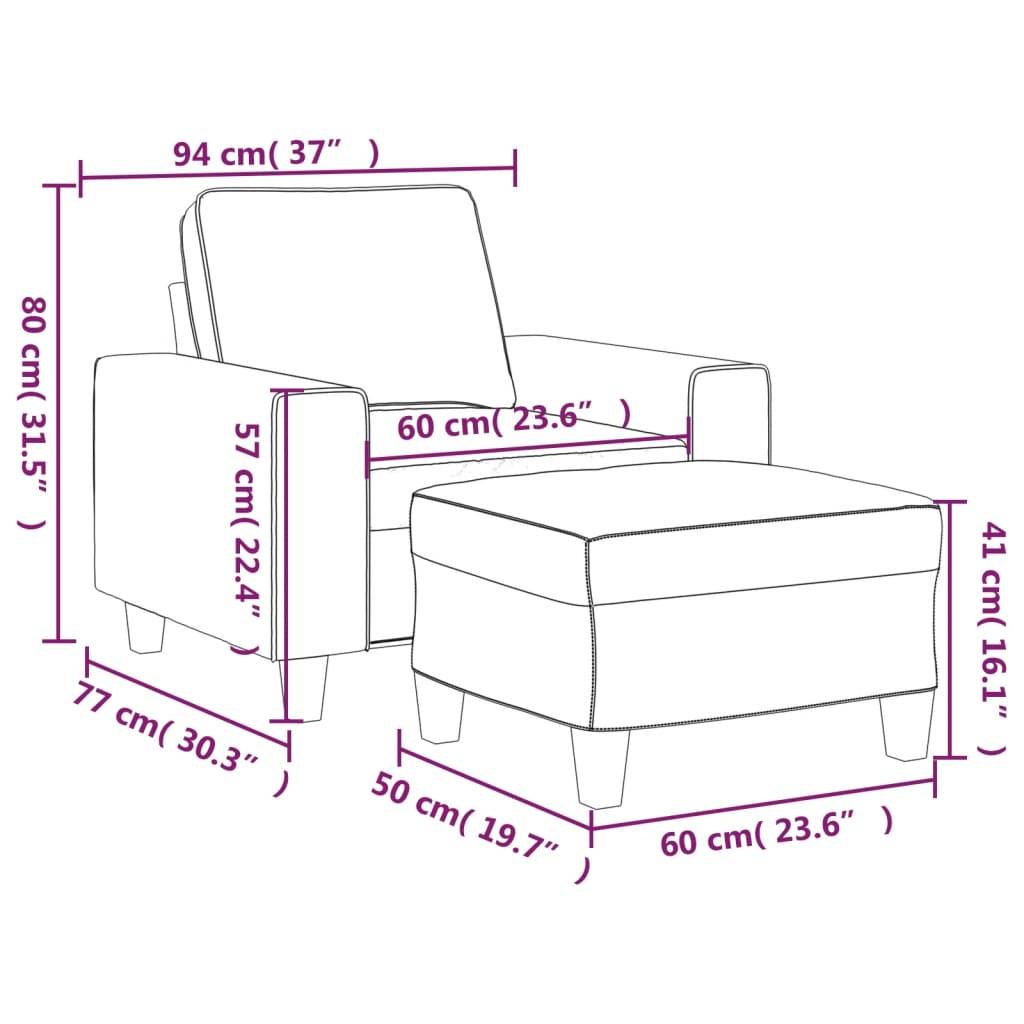 vidaXL Sessel mit Hocker Creme 60 cm Stoff