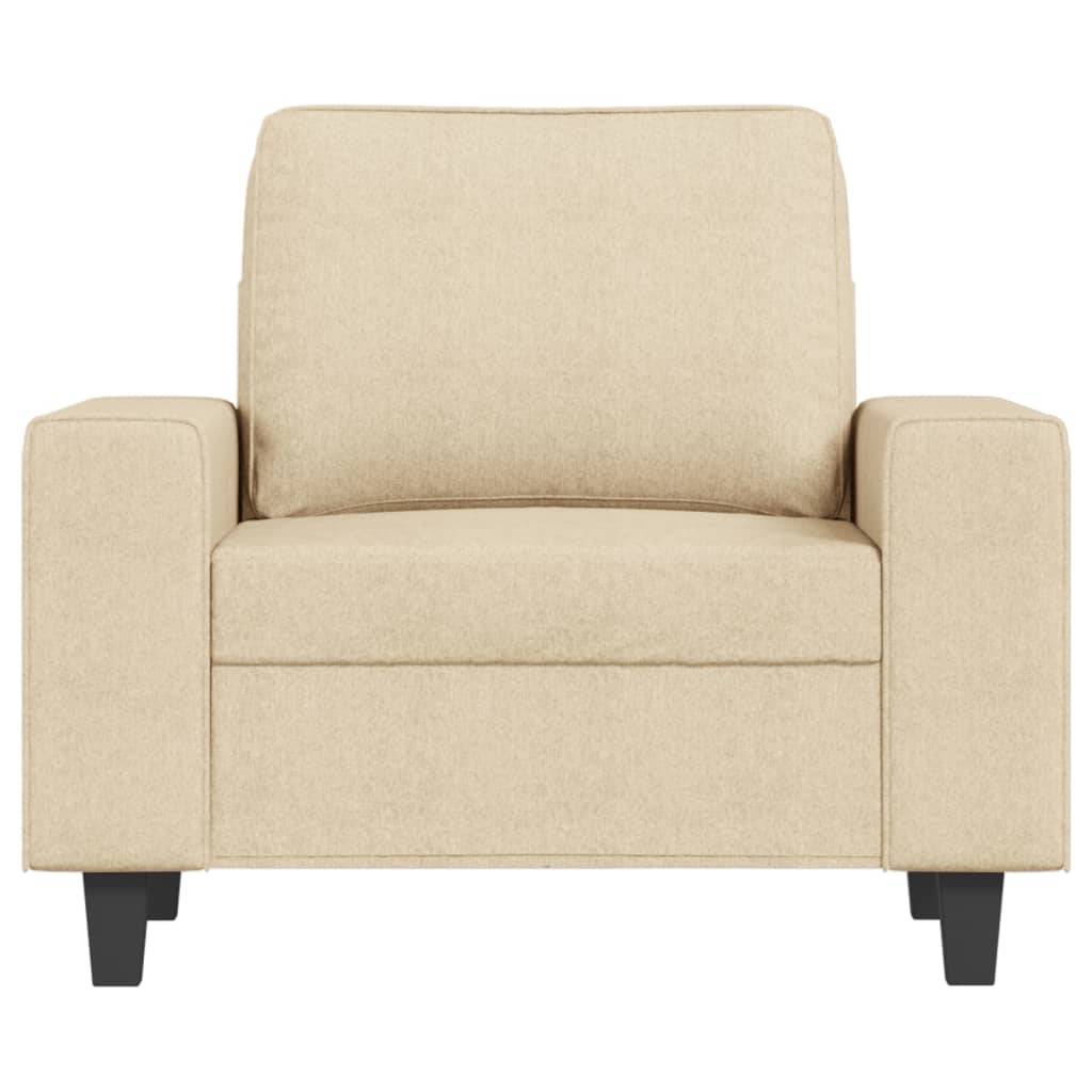 vidaXL Sessel mit Hocker Creme 60 cm Stoff