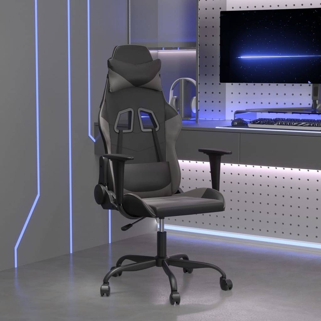 vidaXL Gaming-Stuhl Schwarz und Grau Kunstleder