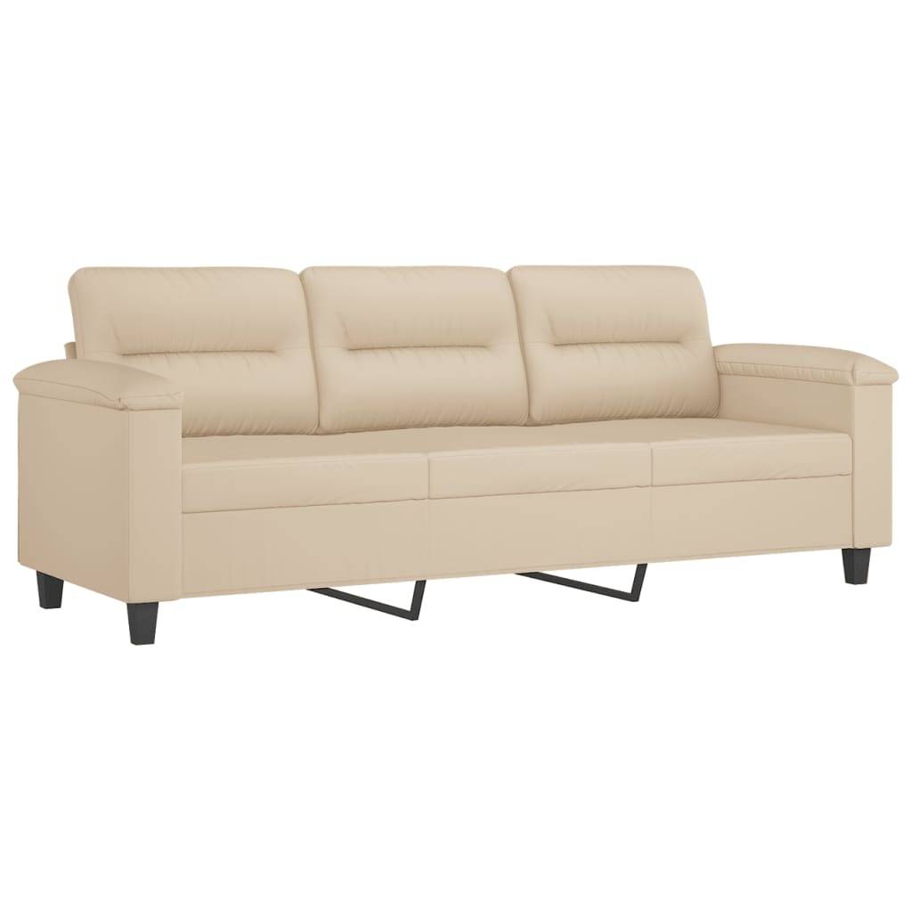 vidaXL 3-Sitzer-Sofa Creme 180 cm Mikrofasergewebe