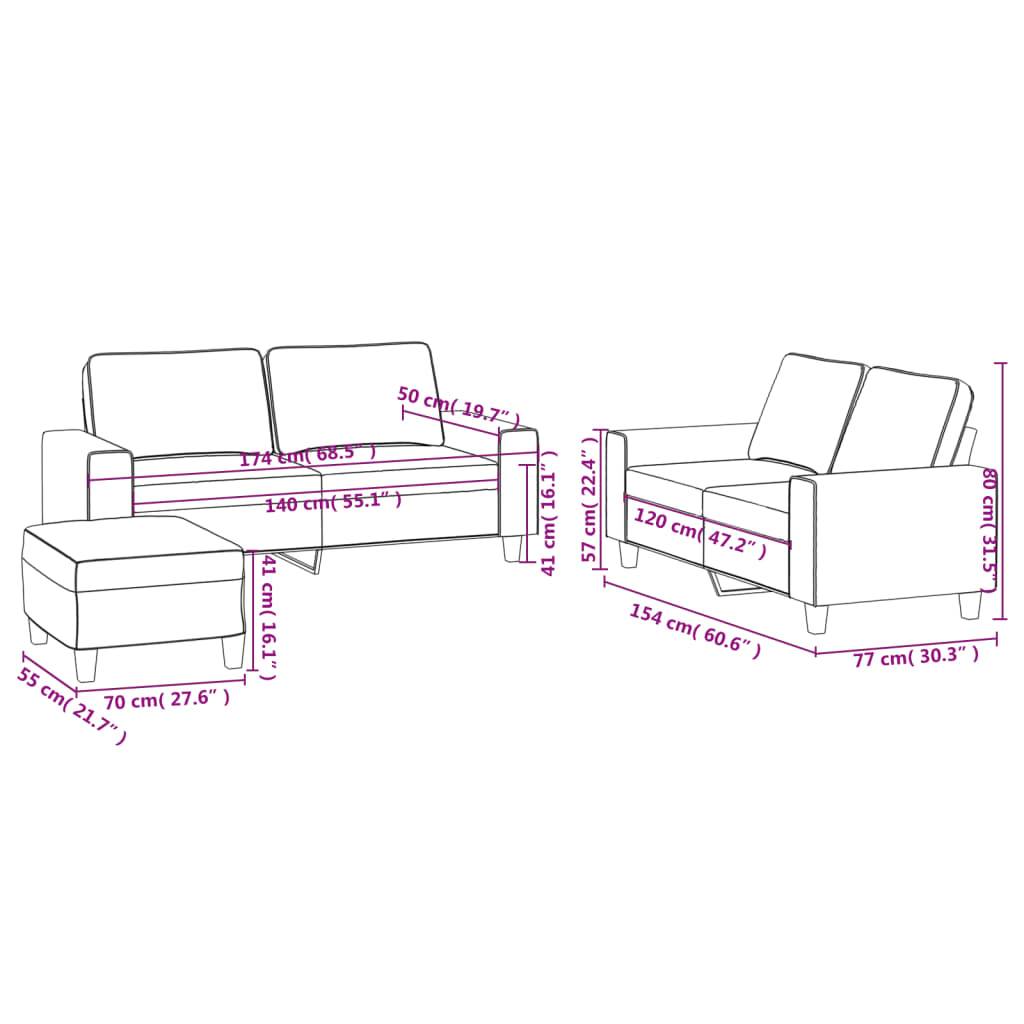 vidaXL 3-tlg. Sofagarnitur Taupe Stoff