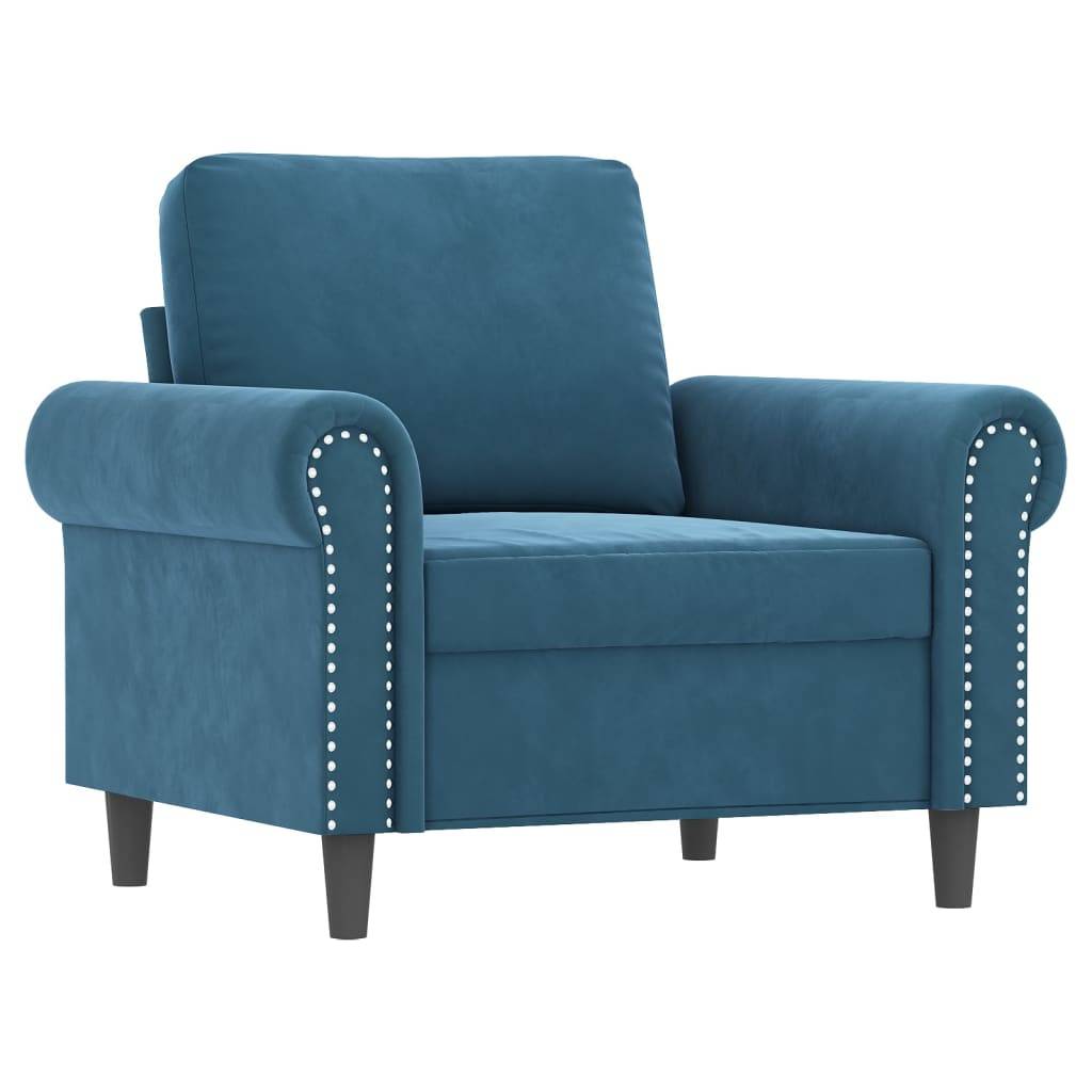 vidaXL 3-tlg. Sofagarnitur mit Kissen Blau Samt