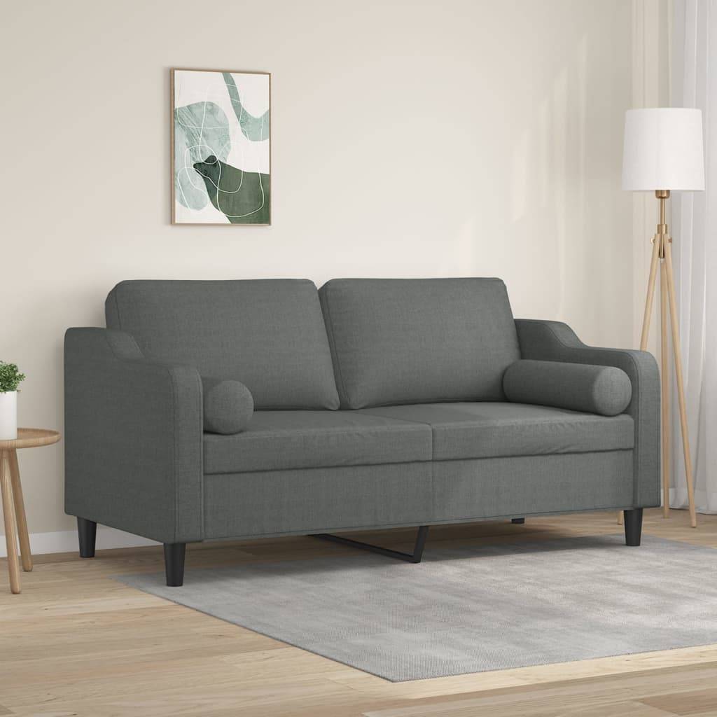 vidaXL 2-Sitzer-Sofa mit Zierkissen Dunkelgrau 140 cm Stoff