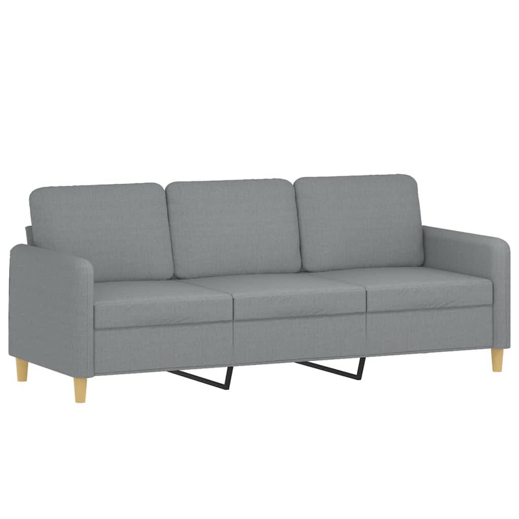 vidaXL 3-Sitzer-Sofa mit Zierkissen Hellgrau 180 cm Stoff