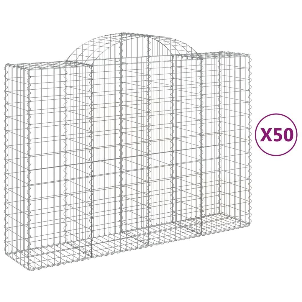 vidaXL Gabionen mit Hochbogen 50Stk. 200x50x140/160cm Verzinktes Eisen