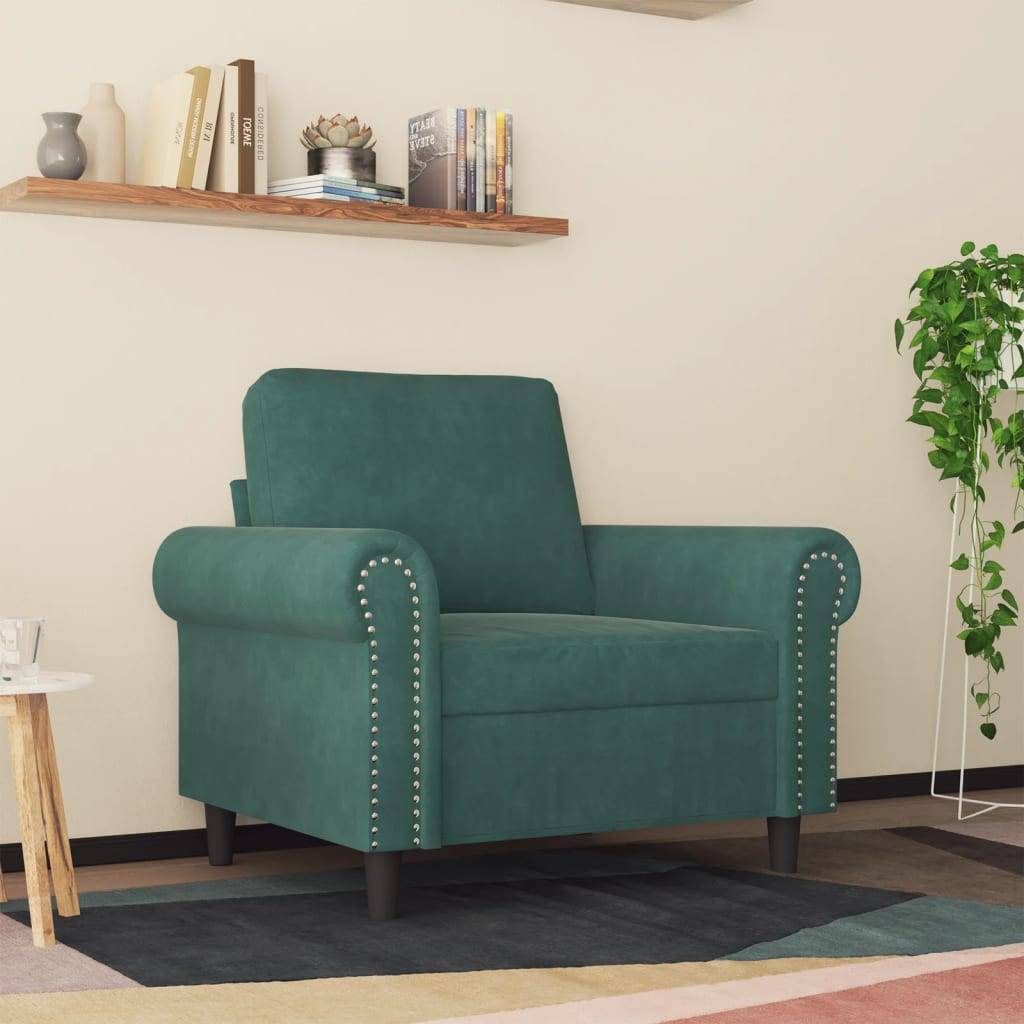 vidaXL Sessel Dunkelgrün 60 cm Samt