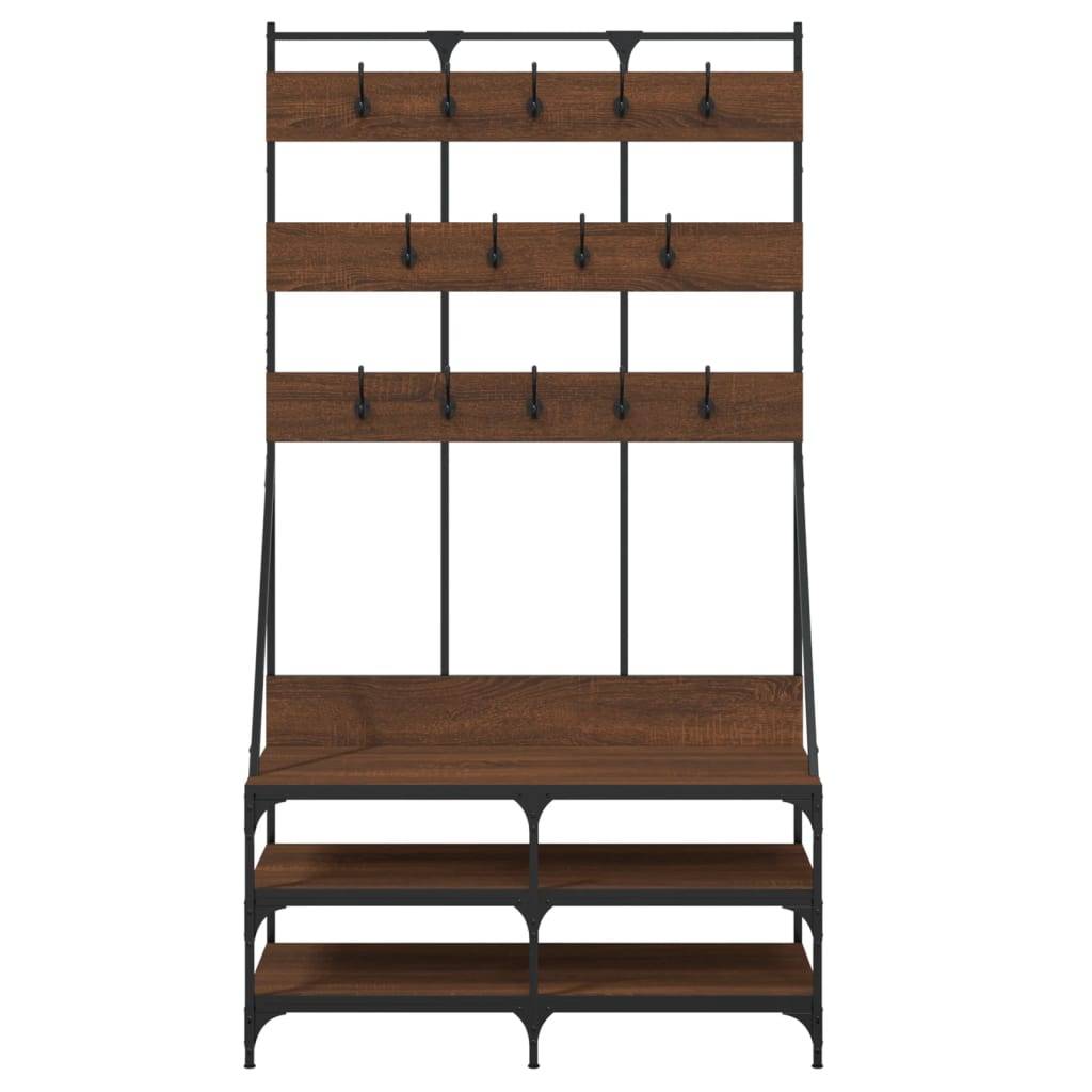 vidaXL Kleiderständer mit Schuhablage Braun Eichen-Optik 100x40x184 cm